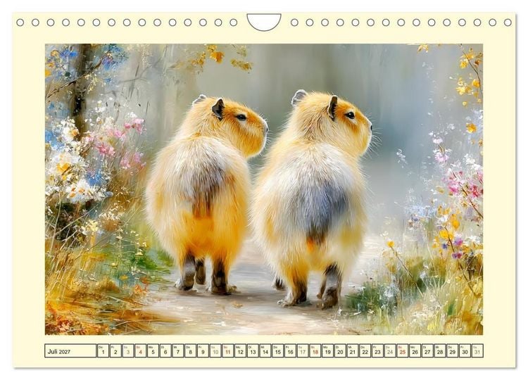 Produktbild: Capybaras. Zarte Momente zwischen Wasser und Wiesen (Wandkalender 2027 DIN A4 quer), CALVENDO Monatskalender