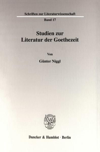 Produktbild: Studien zur Literatur der Goethezeit.