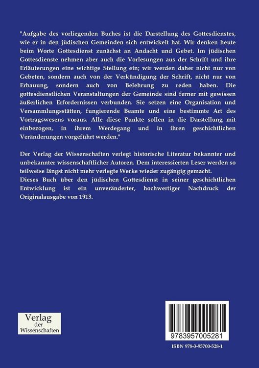 Produktbild: Der j&uuml;dische Gottesdienst in seiner geschichtlichen Entwicklung