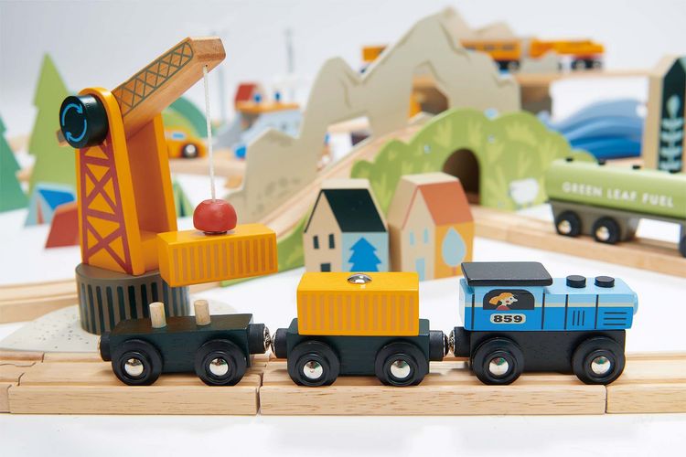Produktbild: Tender Leaf 7508703 - Eisenbahnset 3 Landschaften, Mountain View-Zugset, Holz, 115-teilig