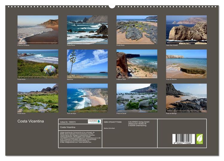 Produktbild: Costa Vicentina (hochwertiger Premium Wandkalender 2026 DIN A2 quer), Kunstdruck in Hochglanz