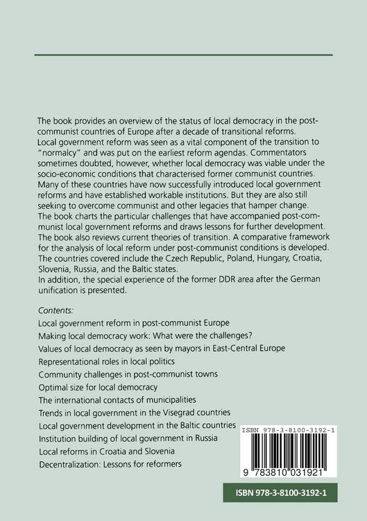 Produktbild: Local Democracy in Post-Communist Europe