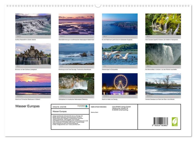 Produktbild: Wasser Europas (hochwertiger Premium Wandkalender 2027 DIN A2 quer), Kunstdruck in Hochglanz