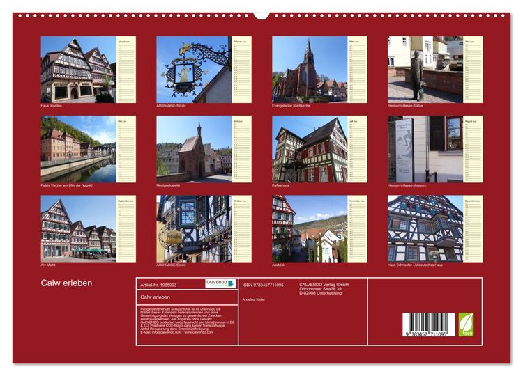 Produktbild: Calw erleben (hochwertiger Premium Wandkalender 2026 DIN A2 quer), Kunstdruck in Hochglanz