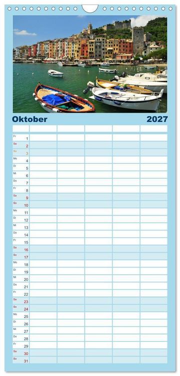 Produktbild: Familienplaner 2027 - Cinque Terre - die bunten D&ouml;rfer Liguriens mit 5 Spalten (Wandkalender, 21 x 45 cm) CALVENDO