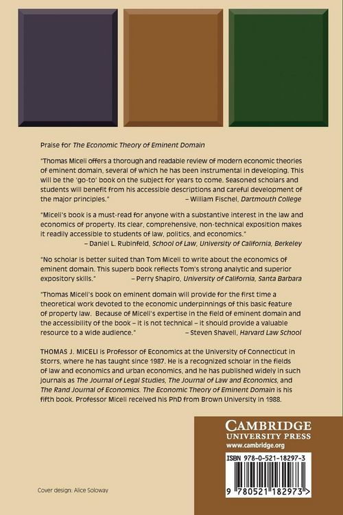 Produktbild: The Economic Theory of Eminent Domain