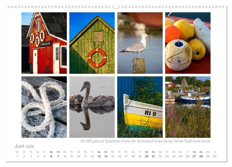 Produktbild: Sehnsucht Holmsland Klit &ndash; Impressionen und Collagen (hochwertiger Premium Wandkalender 2026 DIN A2 quer), Kunstdruck in Hochglanz