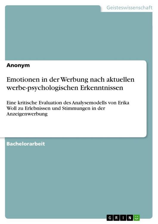 Produktbild: Emotionen in der Werbung nach aktuellen werbe-psychologischen Erkenntnissen
