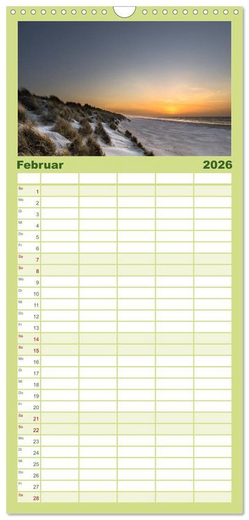 Produktbild: Familienplaner 2026 - Ameland Wundersch&ouml;ne Insel mit 5 Spalten (Wandkalender, 21 x 45 cm) CALVENDO