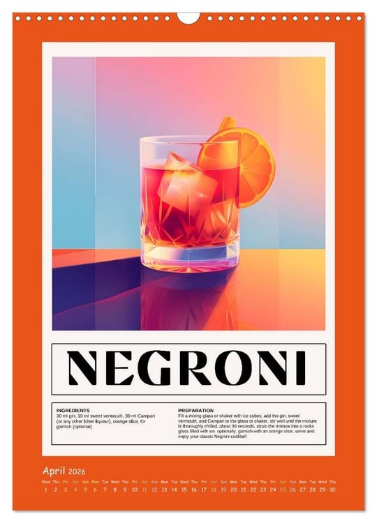 Produktbild: Classic Cocktails (Wall Calendar 2026 DIN A3 portrait), CALVENDO 12 Month Wall Calendar