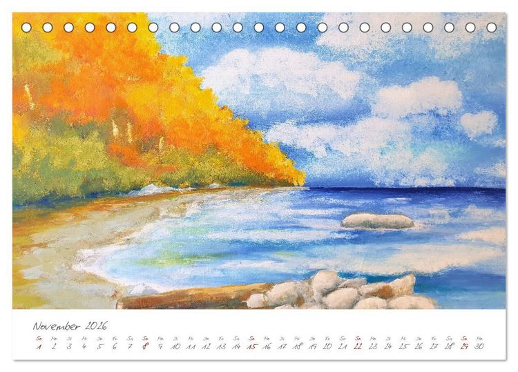 Produktbild: R&uuml;gen in Farbe - Mit Pinsel und Farbe auf der Lieblingsinsel (Tischkalender 2026 DIN A5 quer), CALVENDO Monatskalender