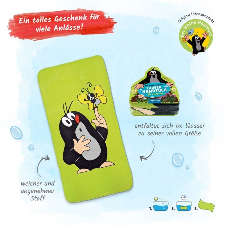 Produktbild: Tr&ouml;tsch Der kleine Maulwurf Zauberhandtuch 30 x 60 cm
