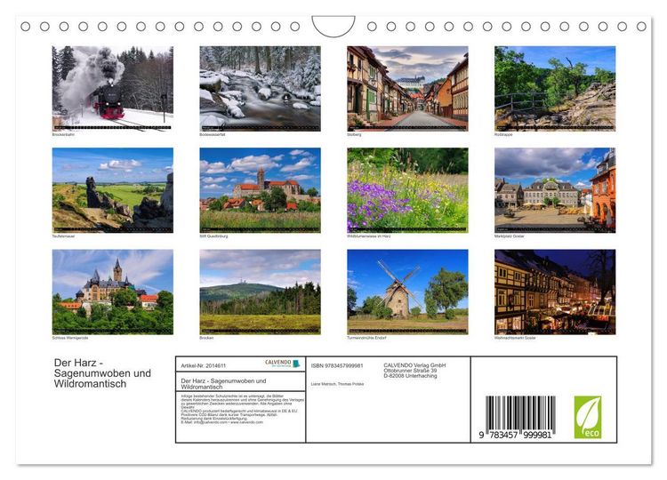 Produktbild: Der Harz - Sagenumwoben und Wildromantisch (Wandkalender 2026 DIN A4 quer), CALVENDO Monatskalender