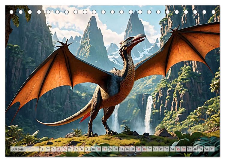 Produktbild: Dinosaurier - die Welt der Urzeitgiganten (Tischkalender 2026 DIN A5 quer), CALVENDO Monatskalender