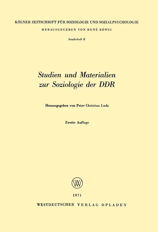 Produktbild: Studien und Materialien zur Soziologie der DDR