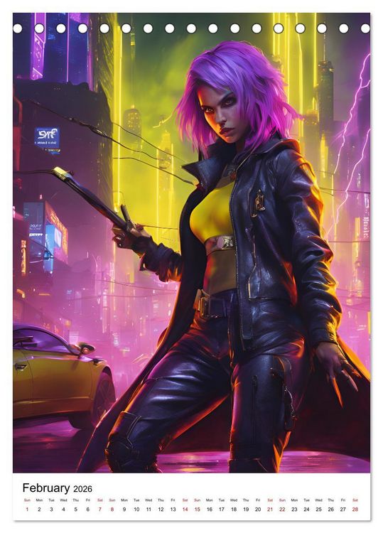 Produktbild: The Witches of Cyberpunk City (Desk Calendar 2026 DIN A5 portrait), CALVENDO 12 Month DeskCalendar
