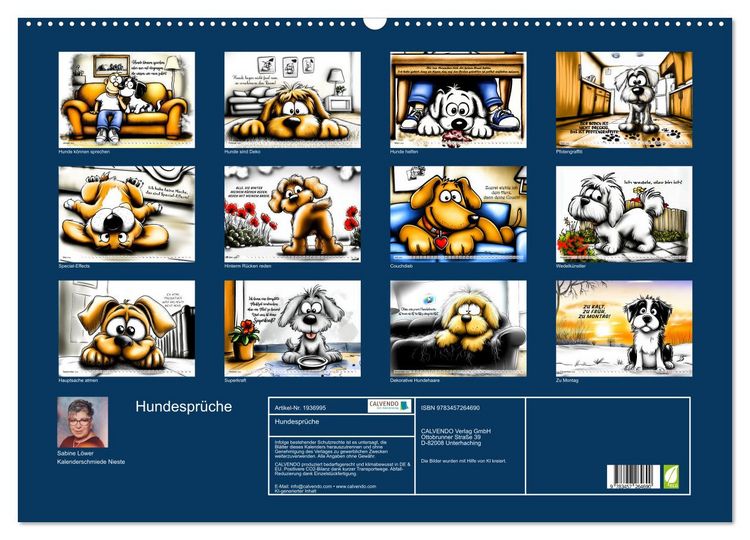 Produktbild: Hundespr&uuml;che (Wandkalender 2026 DIN A2 quer), CALVENDO Monatskalender