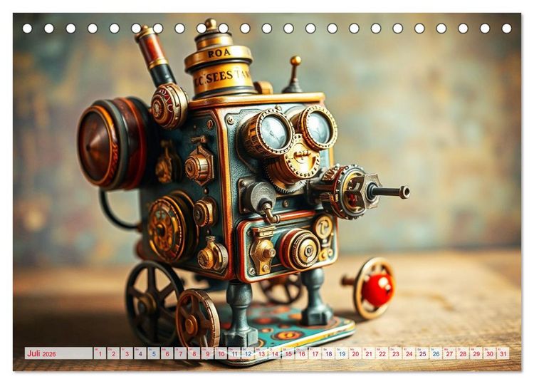 Produktbild: Mechanische Wunderwelten - Ein Jahr mit Steampunk Toys (Tischkalender 2026 DIN A5 quer), CALVENDO Monatskalender