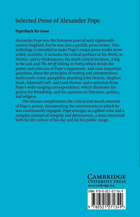 Produktbild: Selected Prose of Alexander Pope