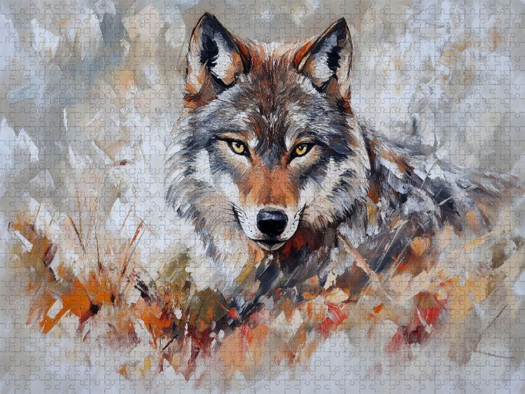 Produktbild: CALVENDO Puzzle W&ouml;lfe schreien in der Kunst f&uuml;r Freiheit und Familie | 1000 Teile Lege-Gr&ouml;&szlig;e 64x48cm Foto-Puzzle f&uuml;r gl&uuml;ckliche Stunden