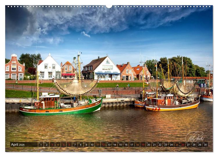 Produktbild: Ostfriesland, die alten H&auml;fen - Greetsiel, Neuharlingersiel, Carolinensiel (Wandkalender 2026 DIN A2 quer), CALVENDO Monatskalender