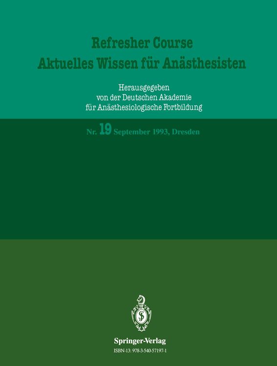 Produktbild: Refresher Course &mdash; Aktuelles Wissen f&uuml;r An&auml;sthesisten