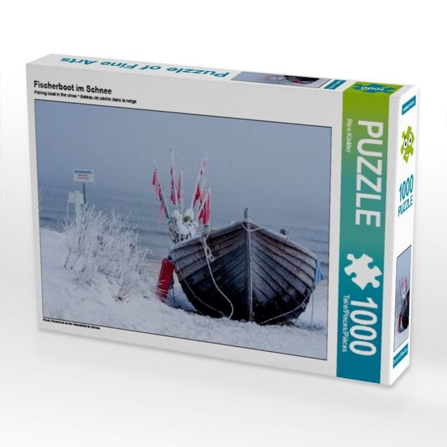 Produktbild: CALVENDO Puzzle Fischerboot im Schnee | 1000 Teile Lege-Gr&ouml;&szlig;e 64x48cm Foto-Puzzle f&uuml;r gl&uuml;ckliche Stunden