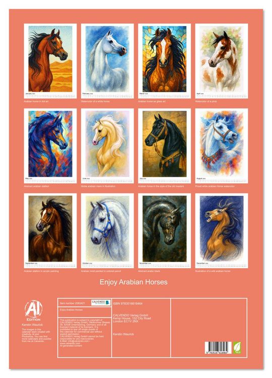 Produktbild: Enjoy Arabian Horses (Wall Calendar 2026 DIN A2 portrait), CALVENDO 12 Month Wall Calendar