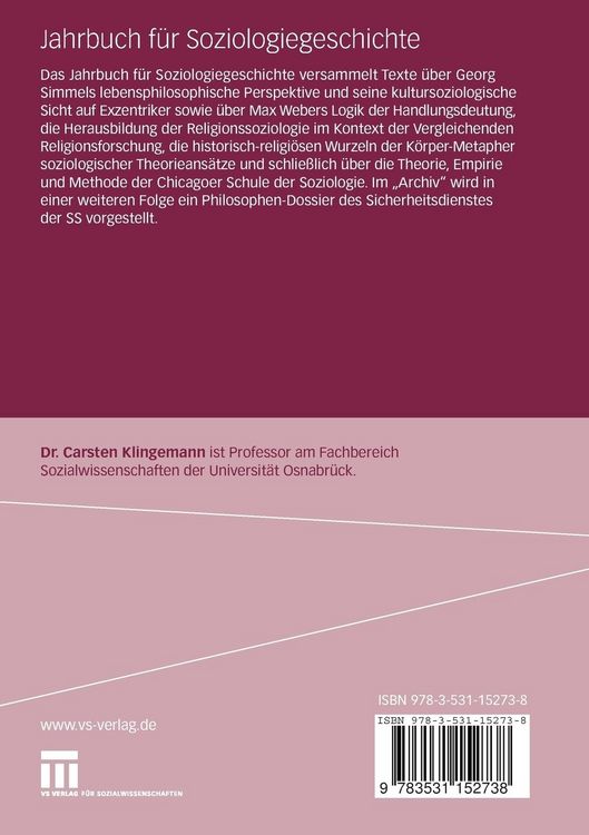 Produktbild: Jahrbuch f&uuml;r Soziologiegeschichte