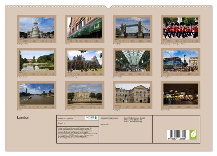 Produktbild: London (hochwertiger Premium Wandkalender 2027 DIN A2 quer), Kunstdruck in Hochglanz