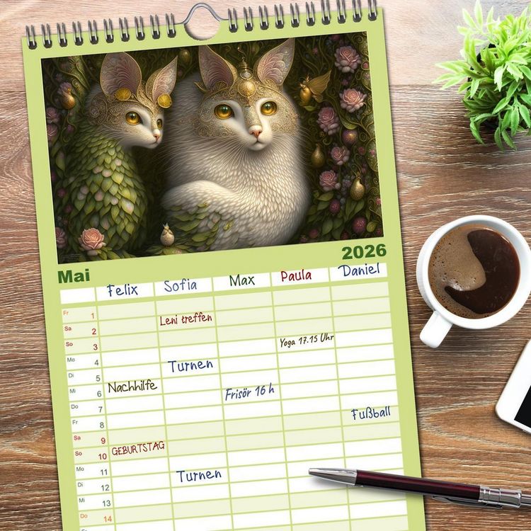 Produktbild: Familienplaner 2026 - M&auml;rchenhafte Wesen - Im Land der Fabeltiere mit 5 Spalten (Wandkalender, 21 x 45 cm) CALVENDO