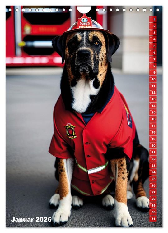 Produktbild: Feuerwehr - Tierischer Feuerwehrkalender (Wandkalender 2026 DIN A4 hoch), CALVENDO Monatskalender