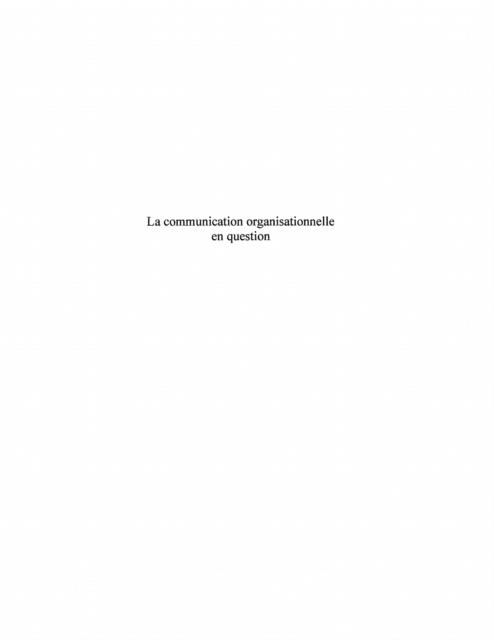 Produktbild: Communication organisationnelles en ques