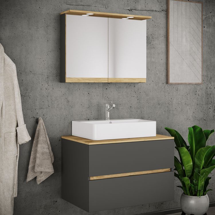 Produktbild: 3 tlg. Badm&ouml;bel-Set mit Waschbecken Cosila-A 80 cm