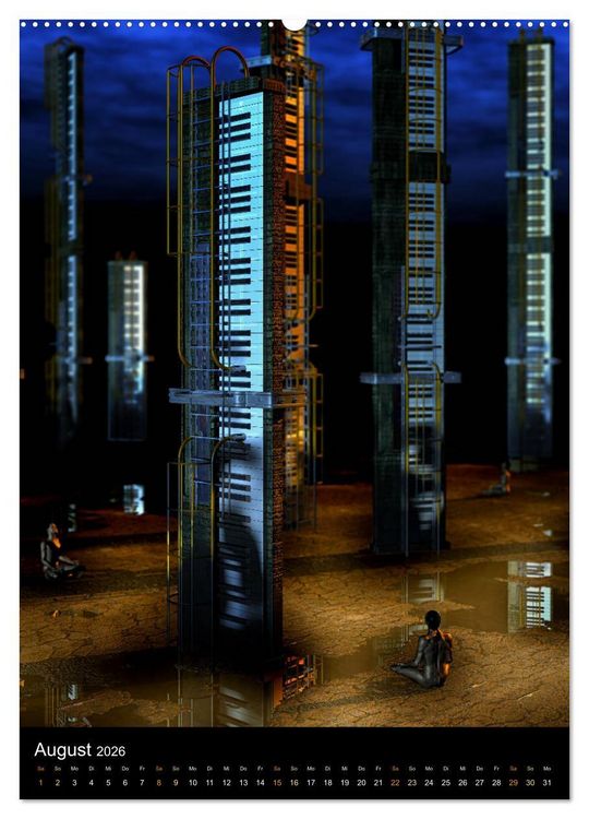 Produktbild: VIRTUAL MUSIC - Musikinstrumente in Hyperrealistischen Illustrationen (Wandkalender 2026 DIN A2 hoch), CALVENDO Monatskalender