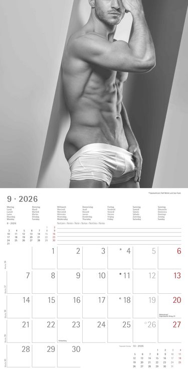 Produktbild: Masculine 2026 - Broschürenkalender 30x30 cm (30x60 geöffnet) - Kalender mit Platz für Notizen - Maskulin - Bildkalender - Wandplaner - Erotikkalender