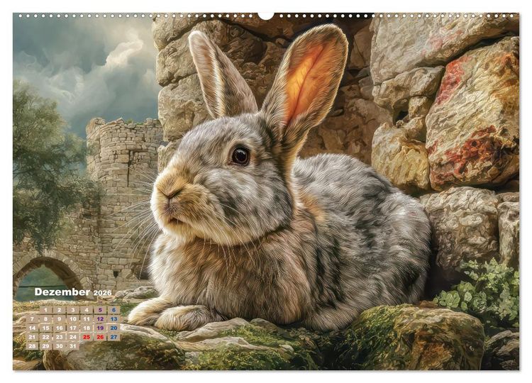 Produktbild: Kaninchenportraits &ndash; Szenen voller Charme (Wandkalender 2026 DIN A2 quer), CALVENDO Monatskalender