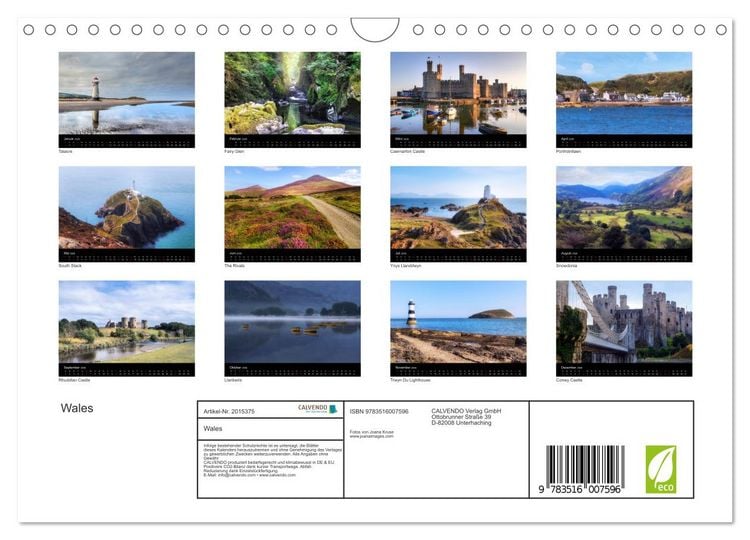 Produktbild: Wales (Wandkalender 2026 DIN A4 quer), CALVENDO Monatskalender