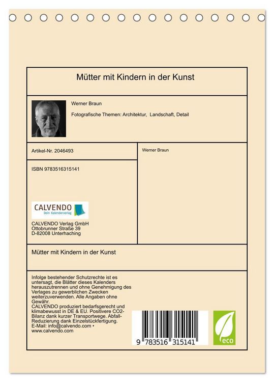 Produktbild: M&uuml;tter mit Kindern in der Kunst (Tischkalender 2026 DIN A5 hoch), CALVENDO Monatskalender