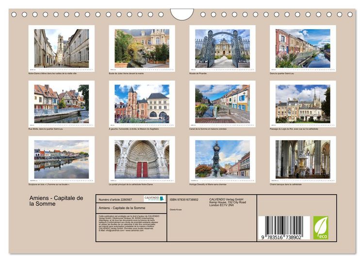Produktbild: Amiens - Capitale de la Somme (Calendrier mural 2026 DIN A4 vertical), CALVENDO calendrier mensuel