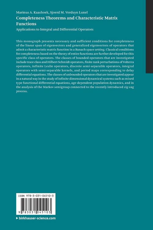 Produktbild: Completeness Theorems and Characteristic Matrix Functions