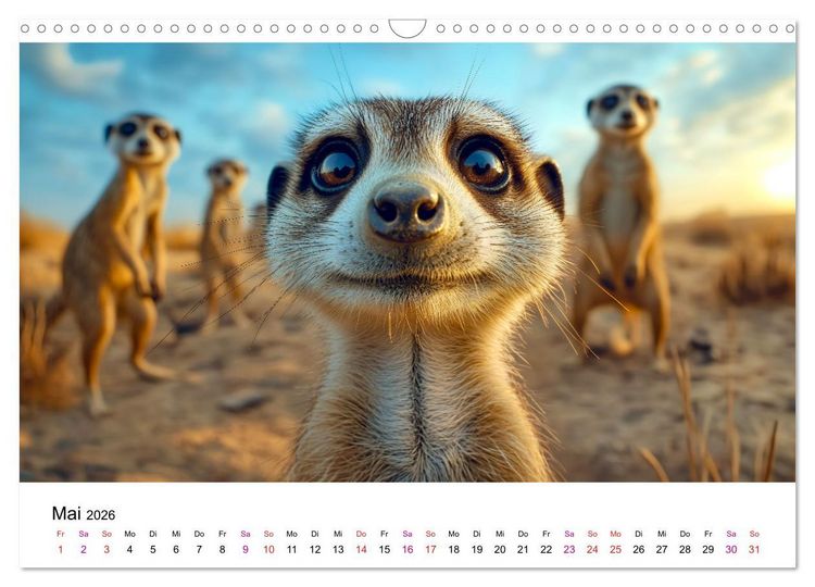 Produktbild: Erdm&auml;nnchen - coole Typen (Wandkalender 2026 DIN A3 quer), CALVENDO Monatskalender