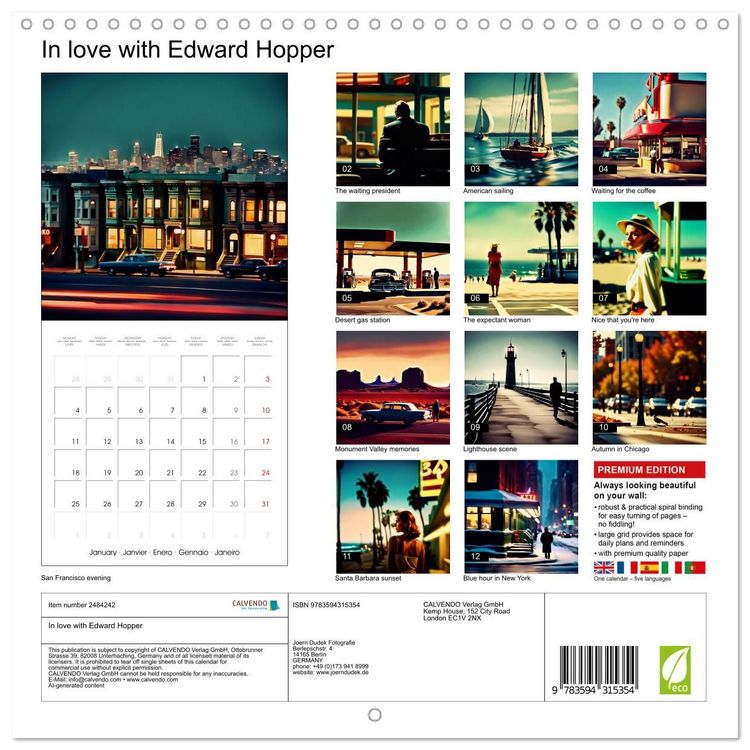 Produktbild: In love with Edward Hopper (Wall Calendar 2027 12 &times; 12 Inch) CALVENDO 12 Month Wall Calendar