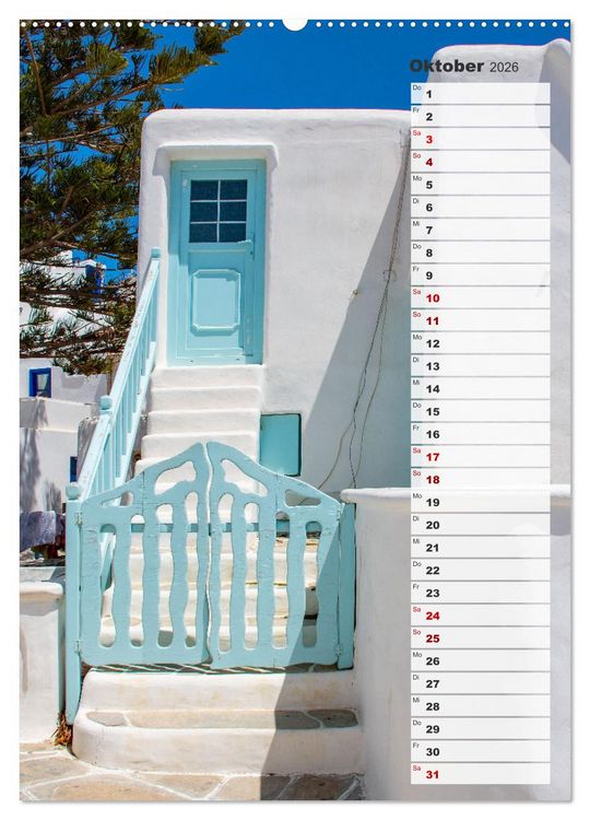 Produktbild: Bunte Treppen auf Mykonos - Reiseplaner (Wandkalender 2026 DIN A2 hoch), CALVENDO Monatskalender