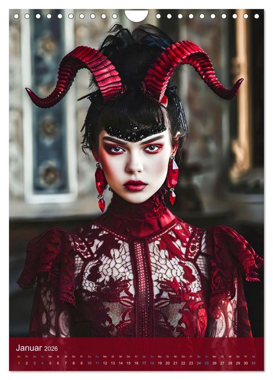 Produktbild: Teuflische Gothics - Gothic, Girls und H&ouml;rner (Wandkalender 2026 DIN A4 hoch), CALVENDO Monatskalender