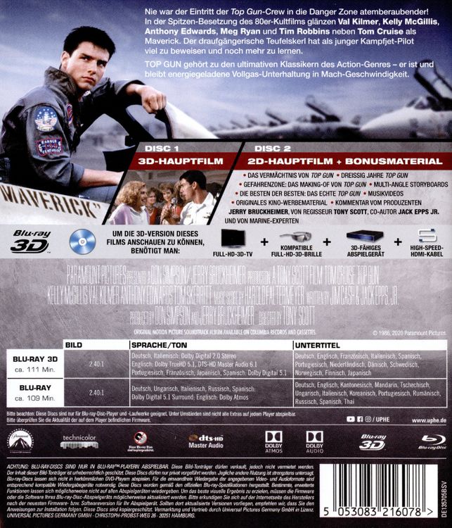 Produktbild: Top Gun (Blu-ray 3D + Blu-ray 2D)