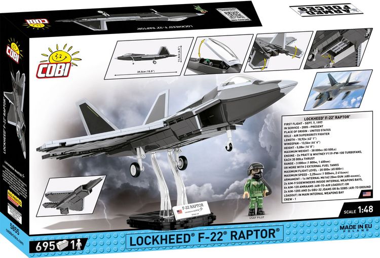Produktbild: COBI Armed Forces 5855 - Lockheed F-22 Raptor, Lockheed Martin, Kampfflugzeug, Bausatz