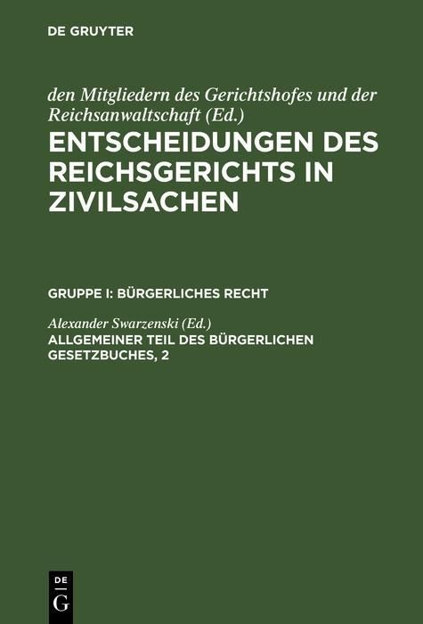 Produktbild: Allgemeiner Teil des B&uuml;rgerlichen Gesetzbuches, 2