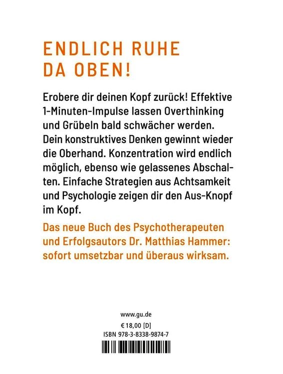 Produktbild: Die 1-Minuten-Strategie gegen Overthinking