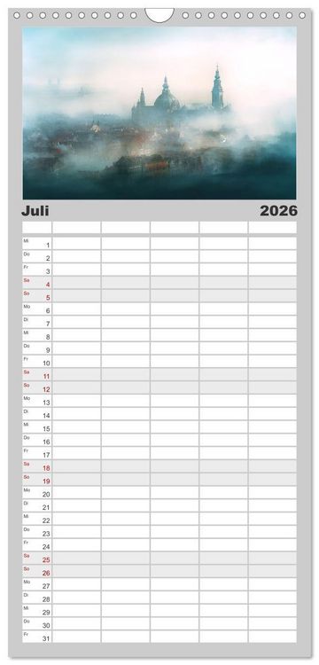 Produktbild: Familienplaner 2026 - Fantasiest&auml;dte mit 5 Spalten (Wandkalender, 21 x 45 cm) CALVENDO